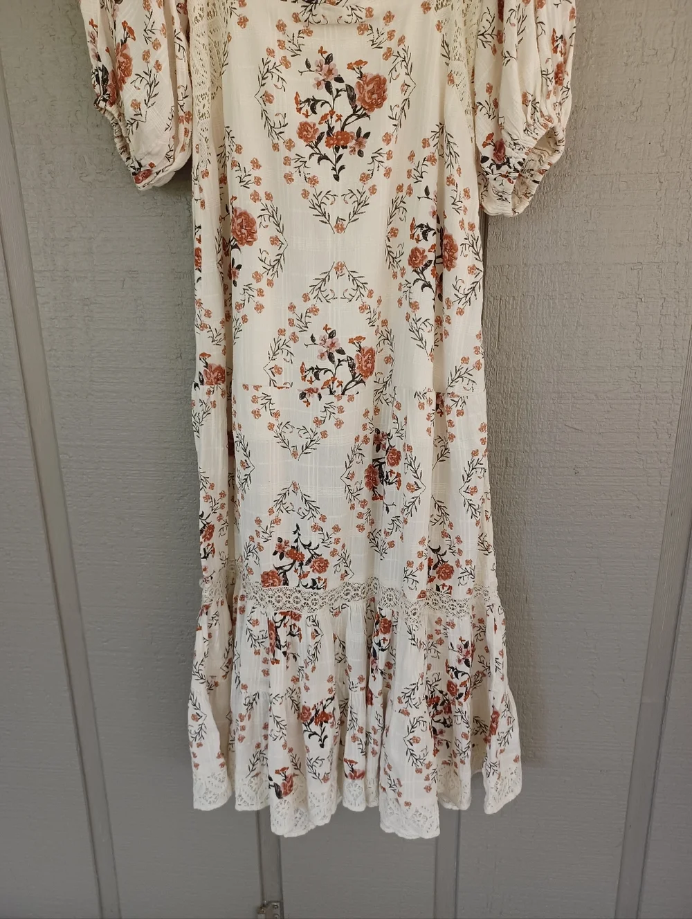 Free People All The Attitude Maxi Dress Size L Women Boho Cottagecore Floral - Picture 4 of 15